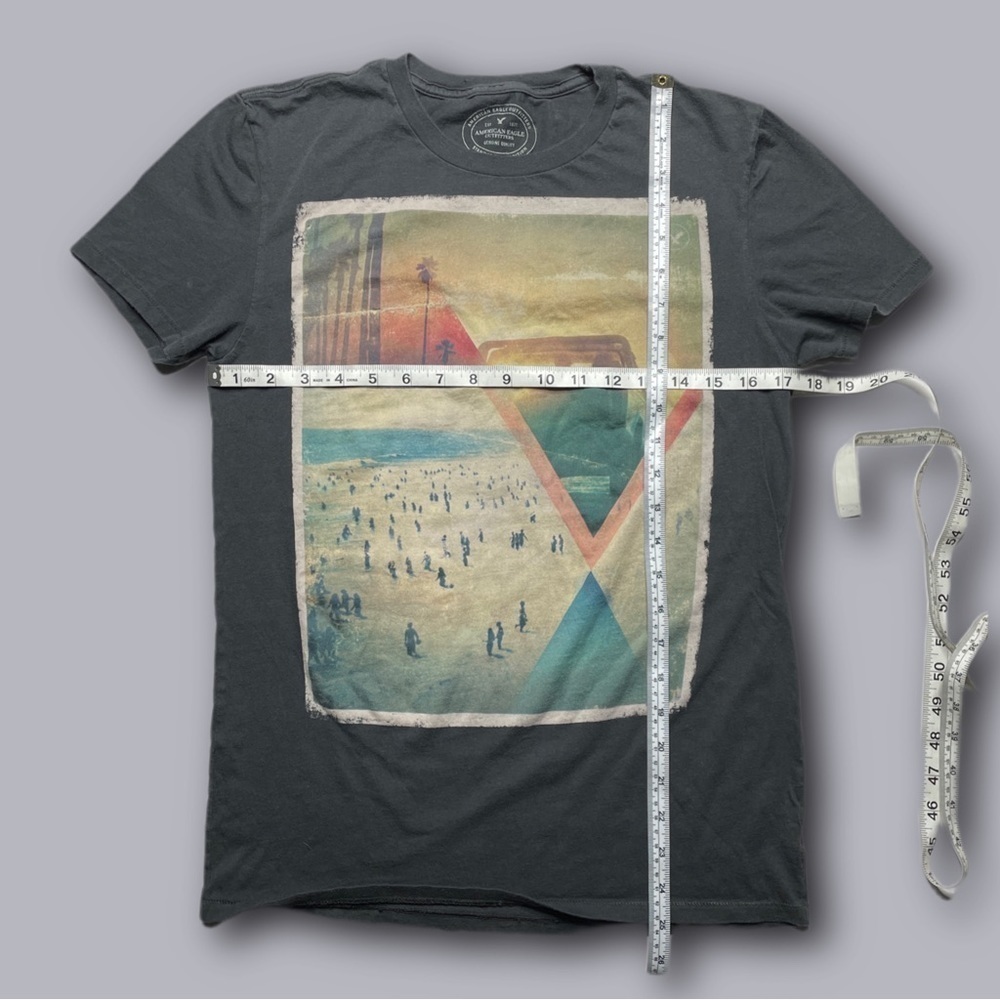 American Eagle Unisex Gray beach surfer summer graphic t-shirt - size xs - Picture 5 of 5